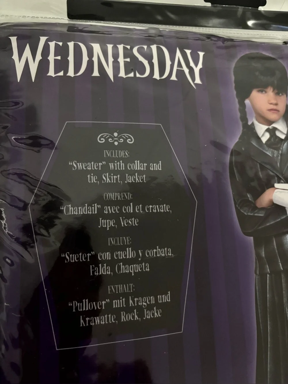 Rubies Wednesday Addams Child School Uniform Costume Size 7-8 Wig Included NWT